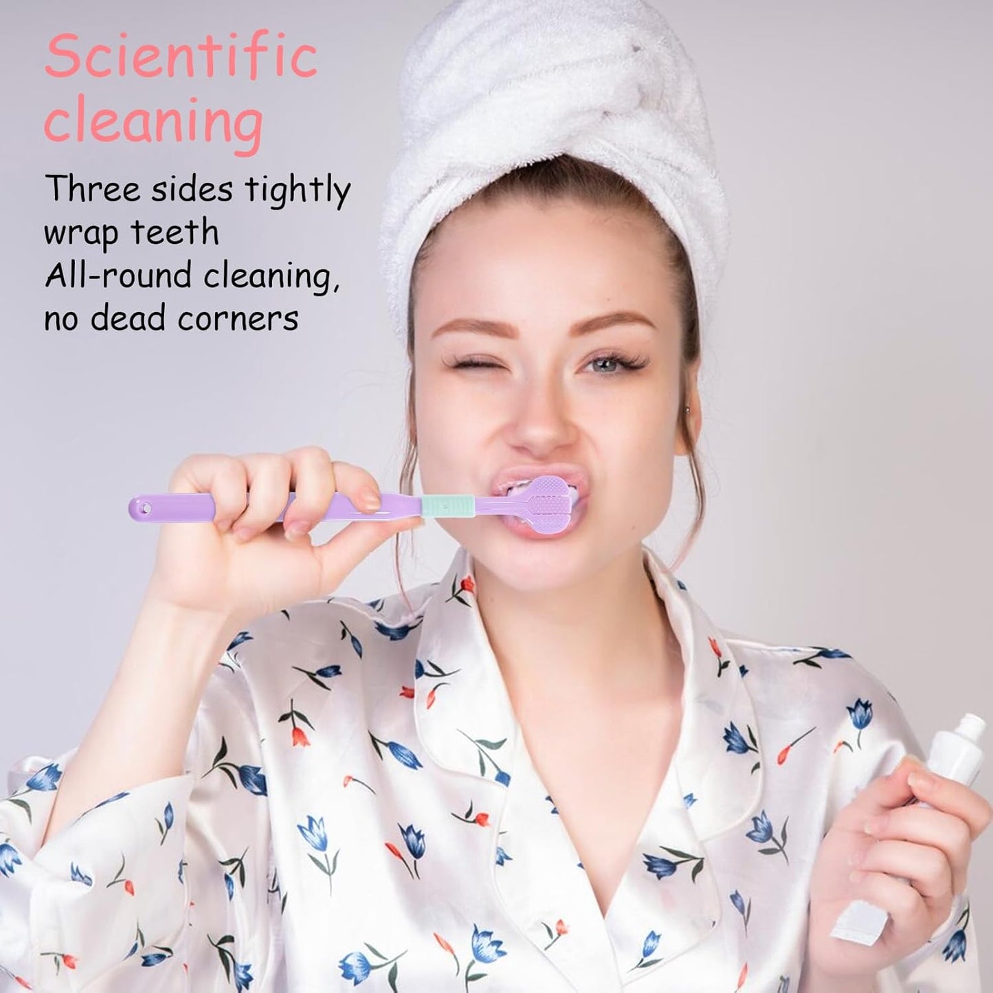 4Pcs 3 Sided Toothbrush Adult, Deeply and Thoroughly to Clean Teeth and Gums Colorful Soft Bristle Three Sided Toothbrush Set for Adults Teeth Gum Care