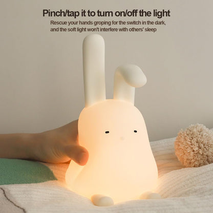 Cute Bunny Lamp, Kawaii LED Desk Decor Nightlight with Phone Stand Feature, Super Squishy Silicone Portable Light with Timer, Xmas Birthday Ideal Gifts for Baby Kid Adult