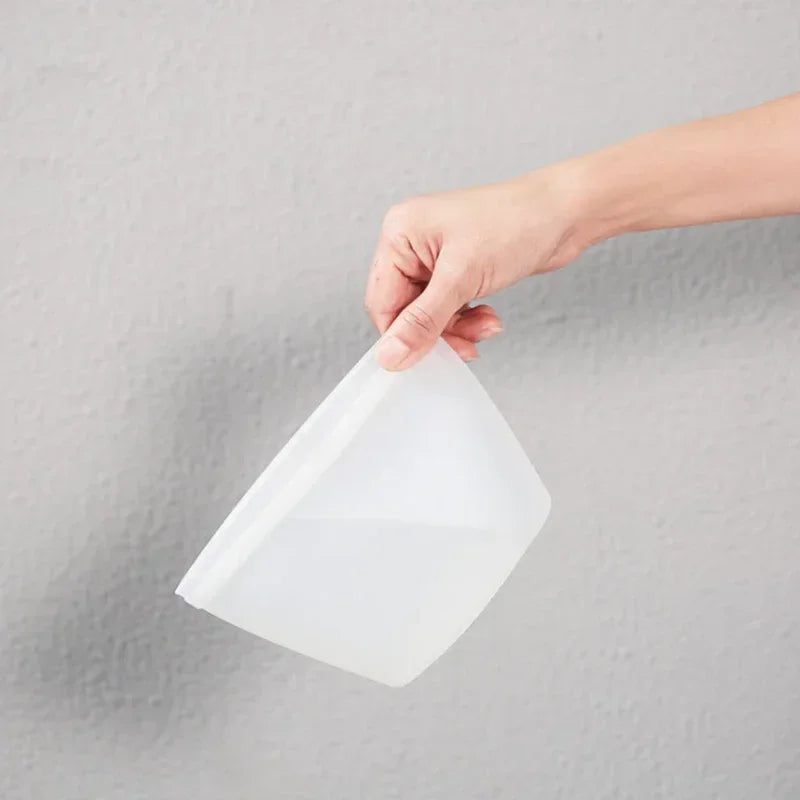 Reusable Silicone Food Storage Bag Fresh-Keeping Sealed Food Bag Ziplock Bags Fridge Storage Food Cover Leakproof Plastic Bags