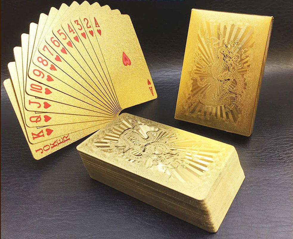 Gold Playing Cards Plastic Poker Game Deck Foil Pokers Pack Magic Cards Waterproof Card Gift Collection Board Game