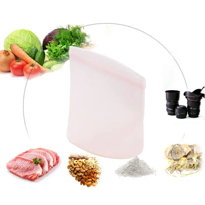 Reusable Silicone Food Storage Bag Fresh-Keeping Sealed Food Bag Ziplock Bags Fridge Storage Food Cover Leakproof Plastic Bags