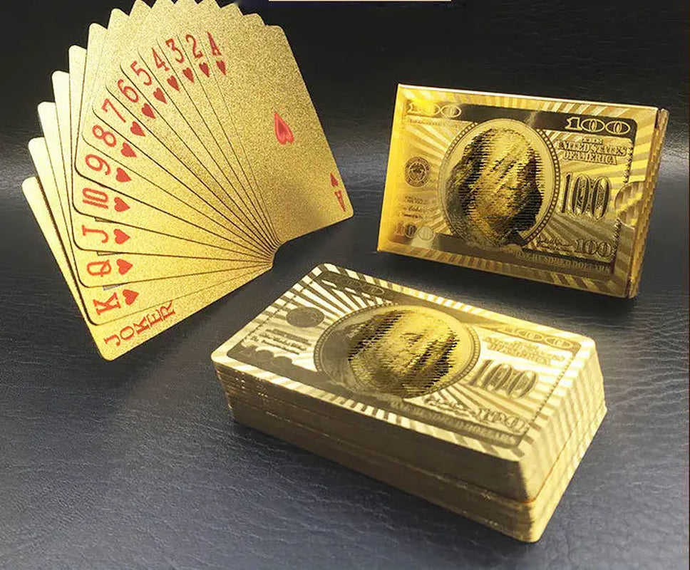 Gold Playing Cards Plastic Poker Game Deck Foil Pokers Pack Magic Cards Waterproof Card Gift Collection Board Game